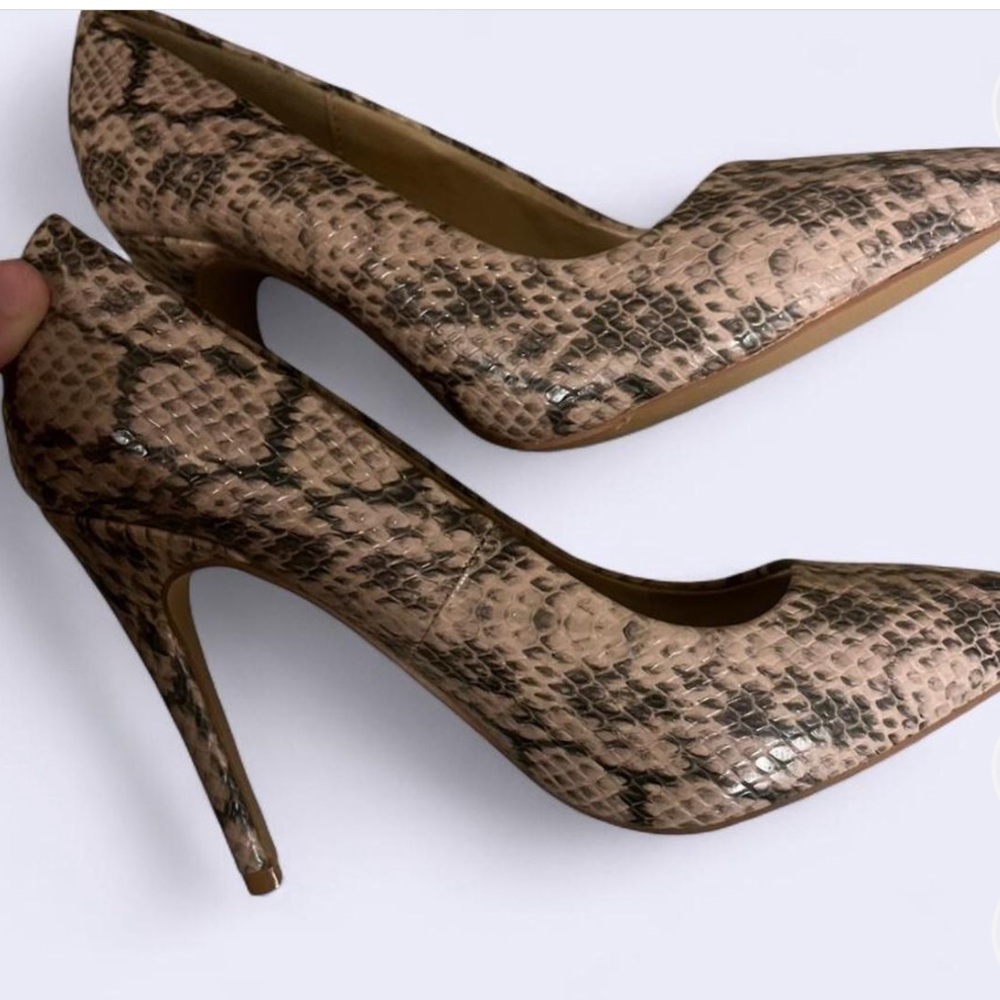 Tan and Brown Snakeskin High Heels